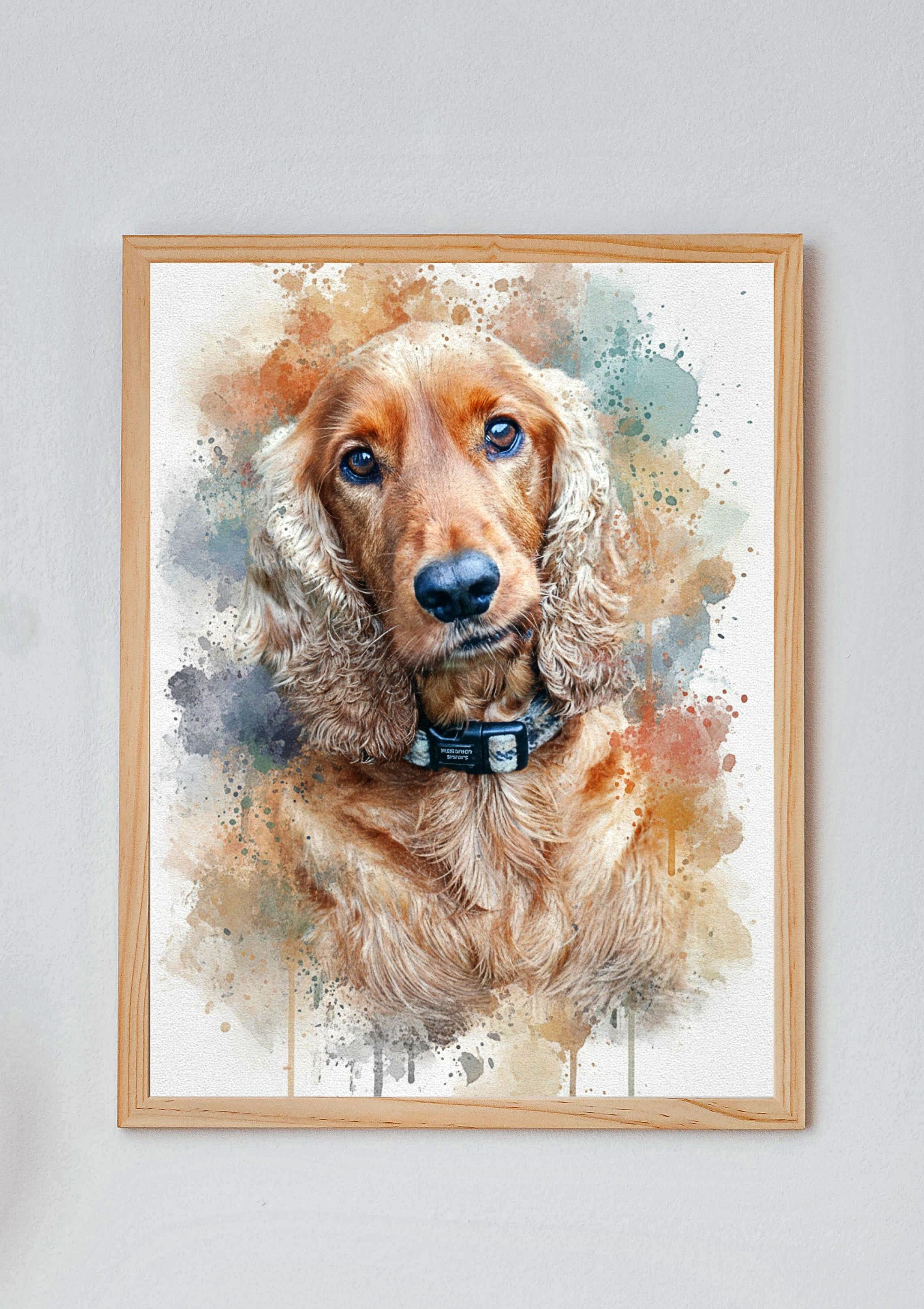 Custom Pet Vibrant Watercolor Sketch – Hand-Edited Digital Paw-trait