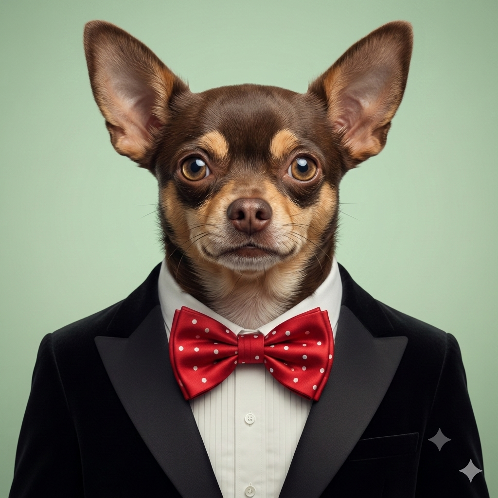 Custom Funny Fashion Pet Portrait from Your Photo | Stylish Digital Pet Artwork