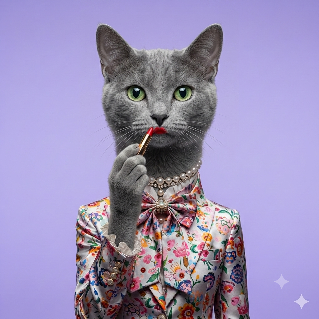 Custom Funny Fashion Pet Portrait from Your Photo | Stylish Digital Pet Artwork