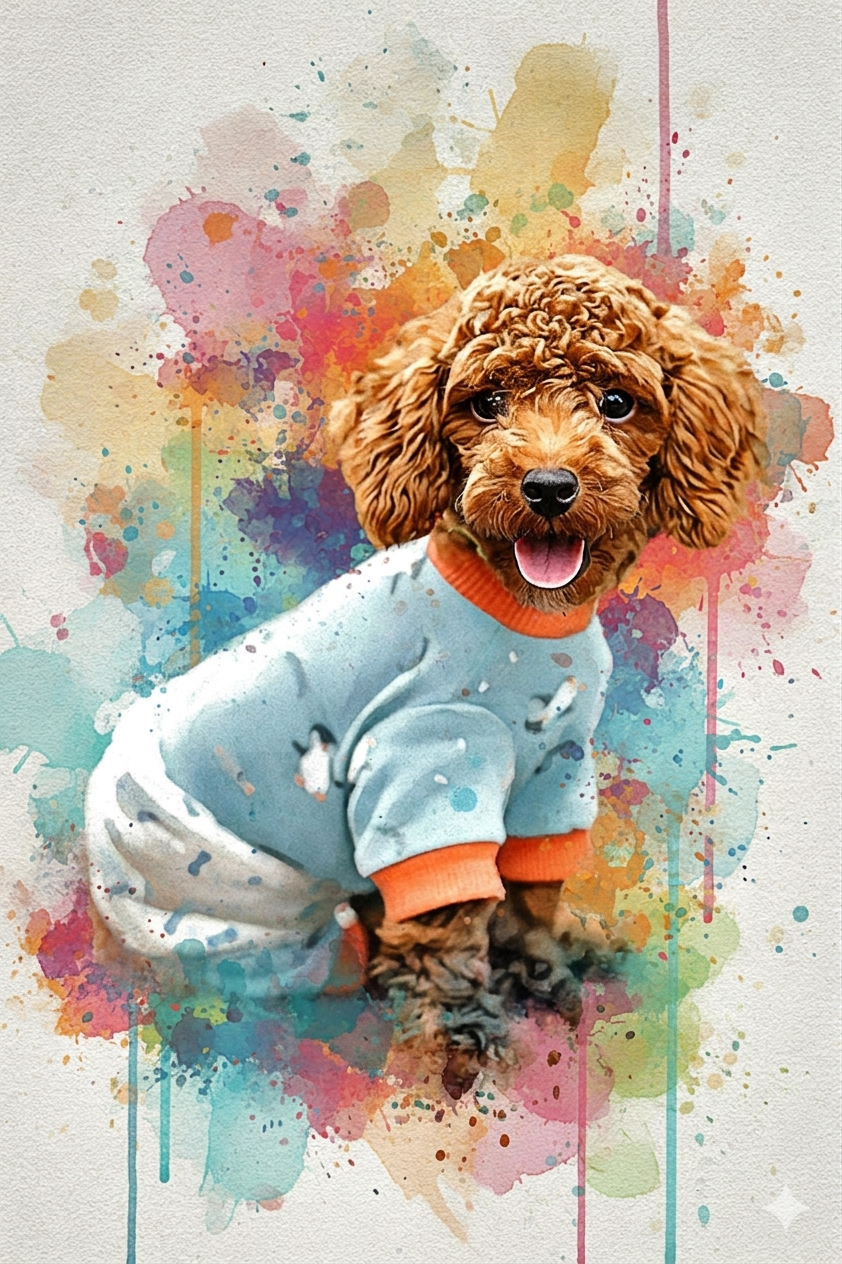 Custom Pet Vibrant Watercolor Sketch – Hand-Edited Digital Paw-trait