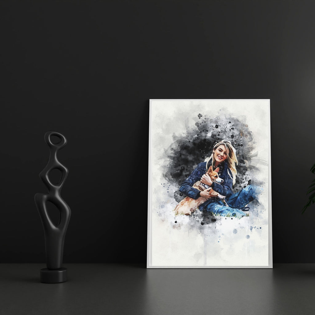 Custom Pet Watercolor Portrait – Personalized Dog & Cat Artwork from Photo, Pet Memorial & Gift