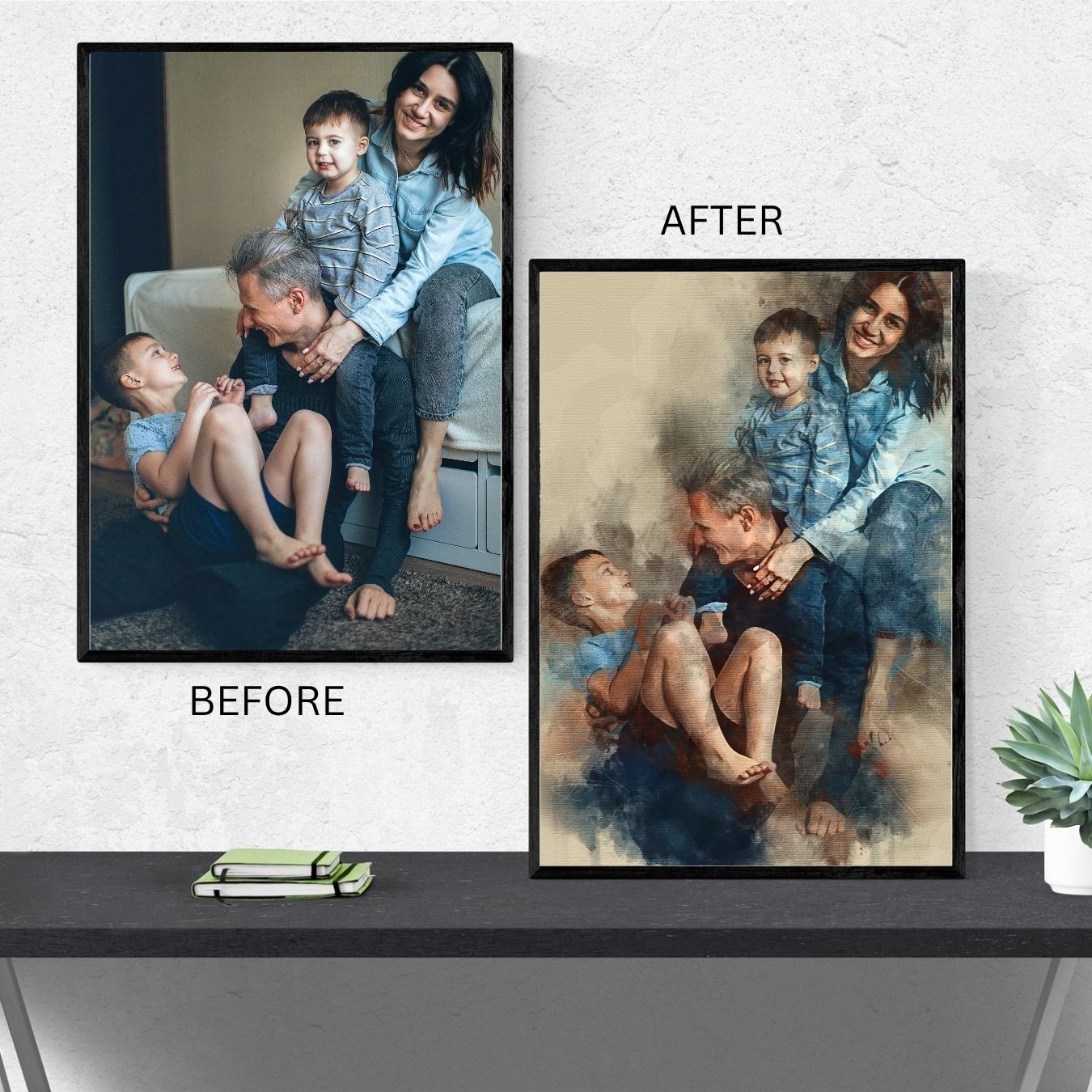 Custom House Premium Canvas Watercolor – Hand-Refined Digital Home Art