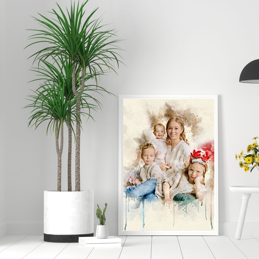 Custom Mother & Baby Watercolor Portrait – Personalized Artwork from Photo, Meaningful Gift for Mom