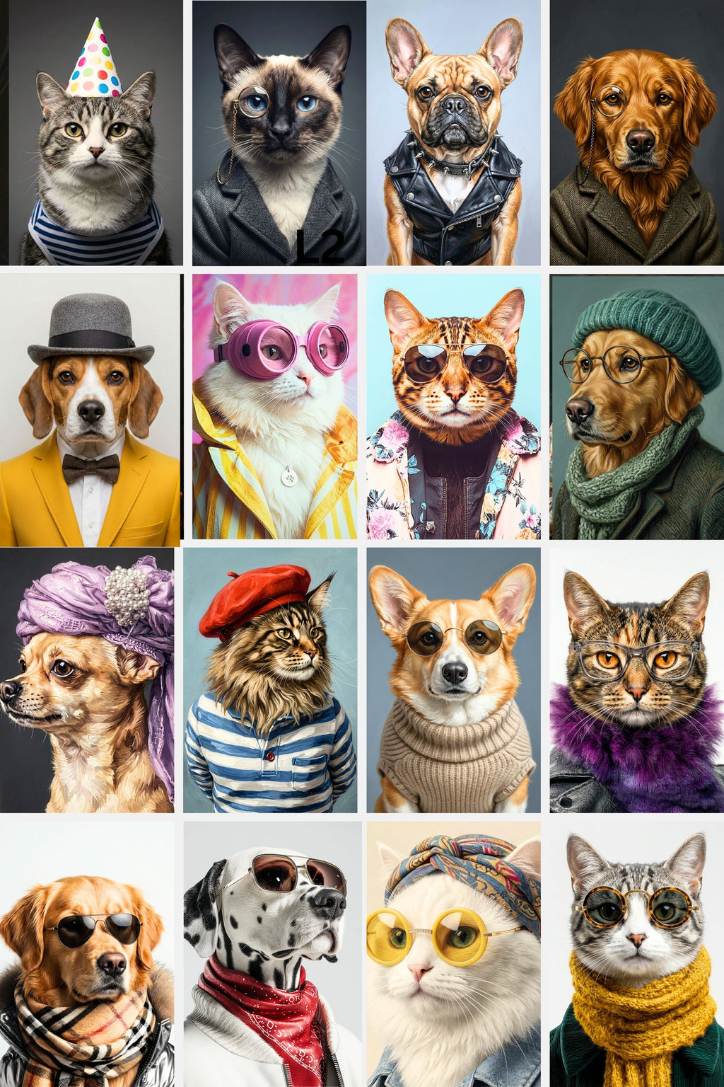 Custom Funny Fashion Pet Portrait from Your Photo | Stylish Digital Pet Artwork