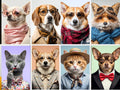 Custom Funny Fashion Pet Portrait from Your Photo | Stylish Digital Pet Artwork