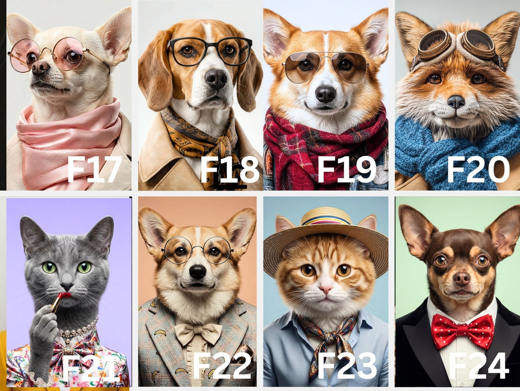 Custom Funny Fashion Pet Portrait from Your Photo | Stylish Digital Pet Artwork