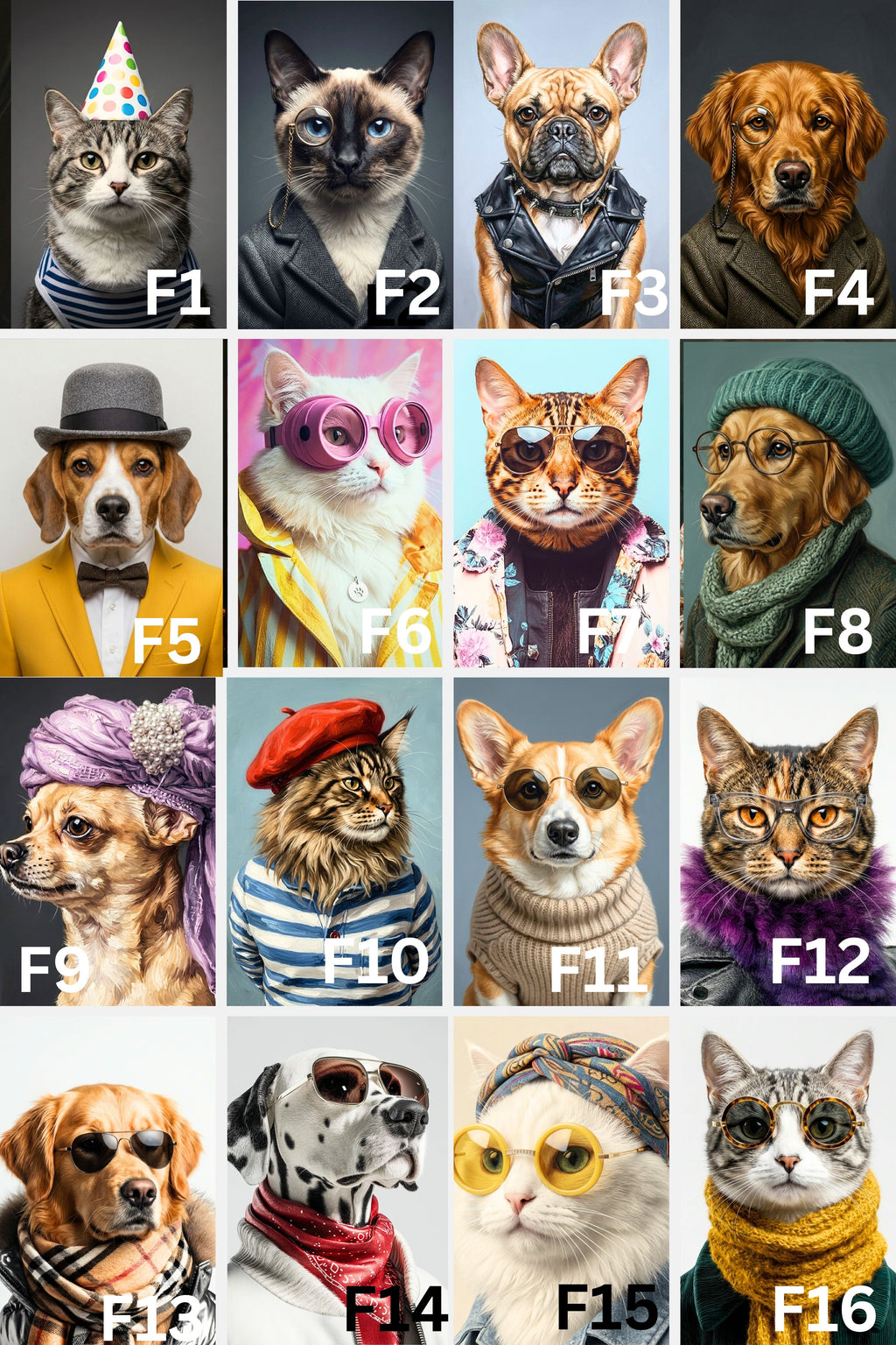 Custom Funny Fashion Pet Portrait from Your Photo | Stylish Digital Pet Artwork
