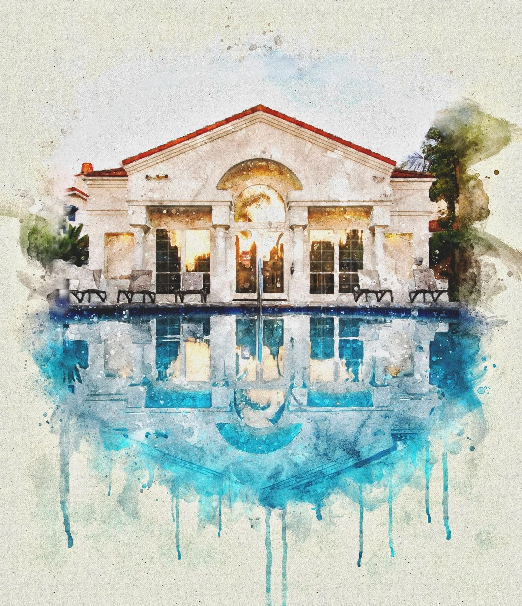 Watercolor House Portrait – Custom Home Painting from Your Photo
