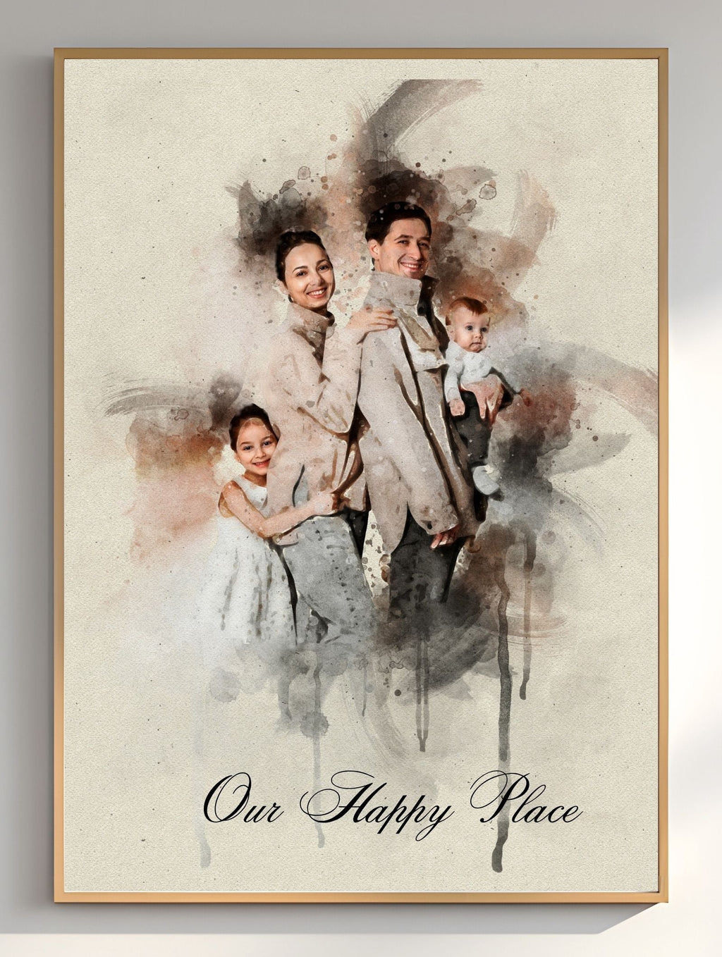 Custom Family Watercolor Portrait from Photo – Personalized Artwork for Home Decor & Meaningful Gifts