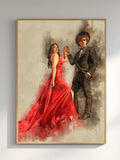 Luxury Canvas Watercolor Portrait – Fashion Inspired Custom Couple Artwork