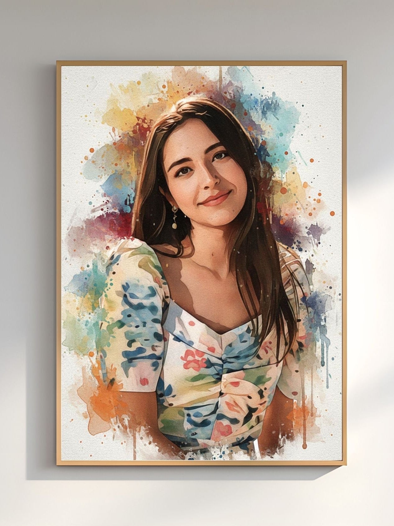 Custom Portrait Vibrant Watercolor Sketch – Hand-Edited Digital Portrait Art