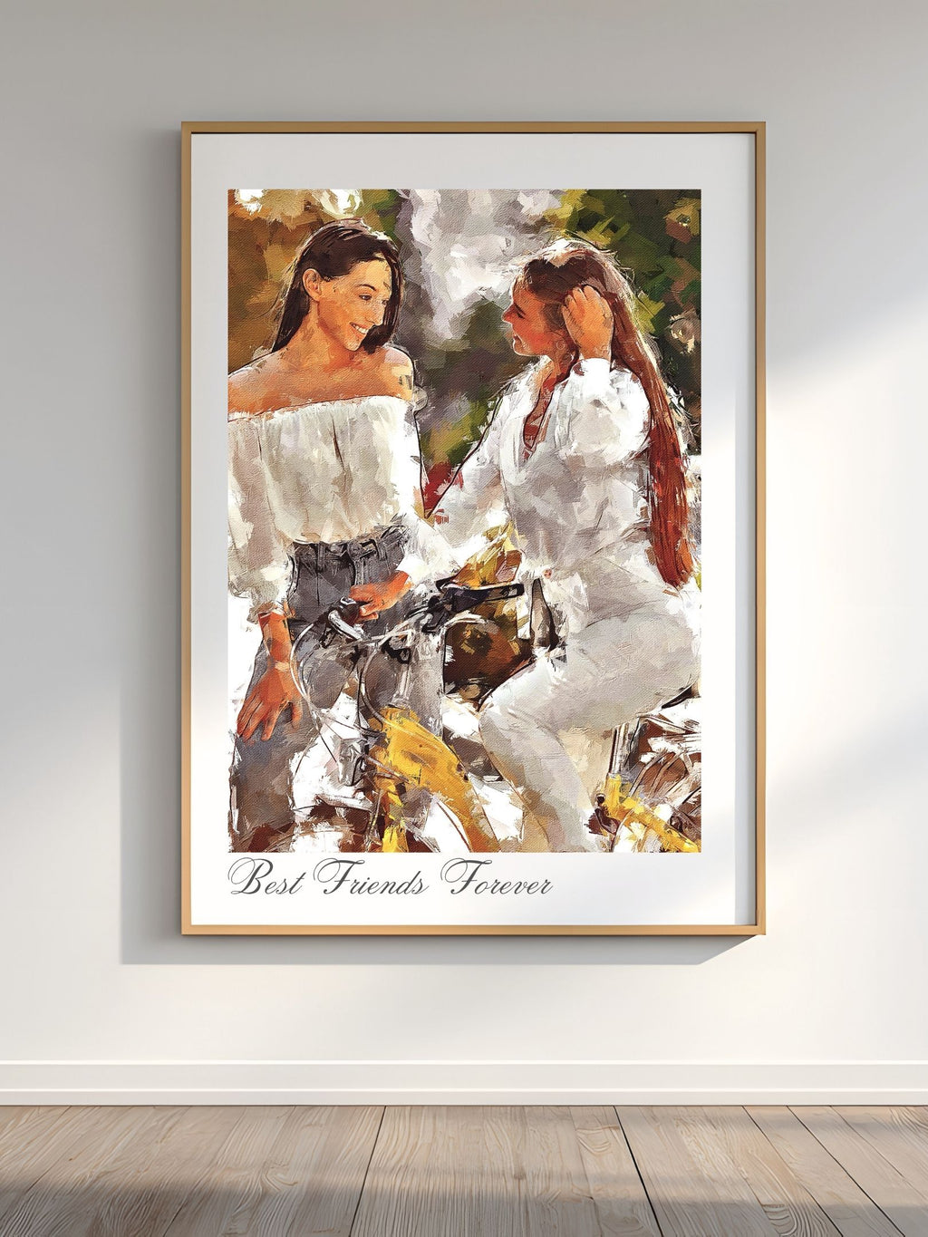 Custom Bestie Oil Portrait – Hand-Edited Digital Art for Best Friends