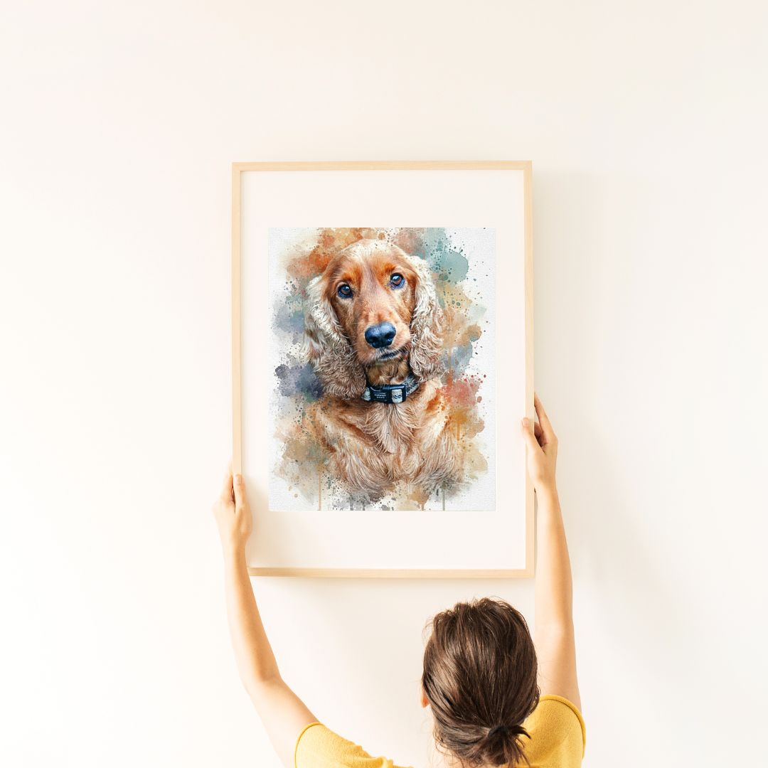 Custom Pet Vibrant Watercolor Sketch – Hand-Edited Digital Paw-trait