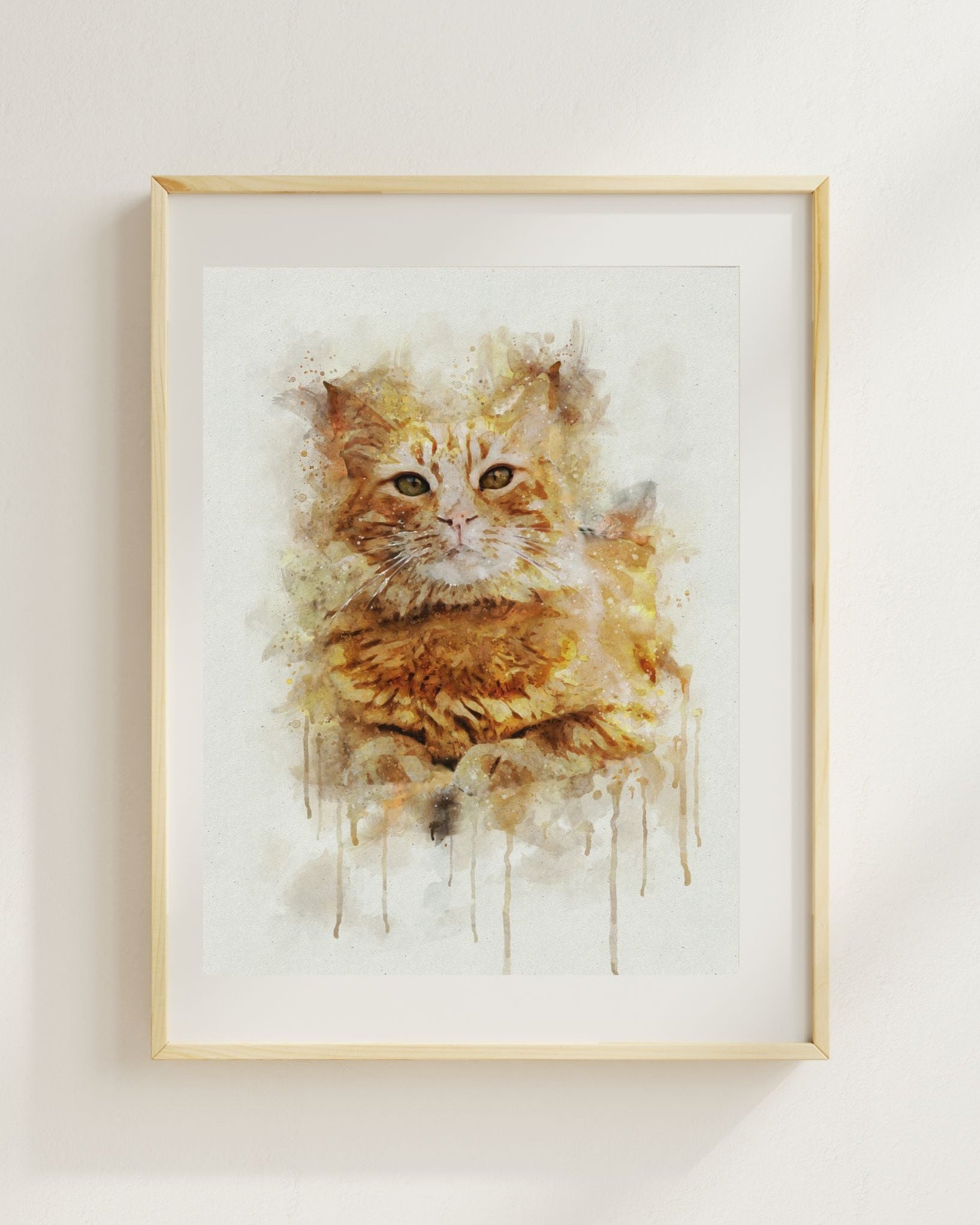 Custom Pet Watercolor Portrait – Personalized Dog & Cat Artwork from Photo, Pet Memorial & Gift