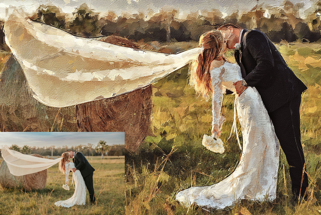 Wedding Oil Painting Portrait – Custom Bride & Groom Artwork