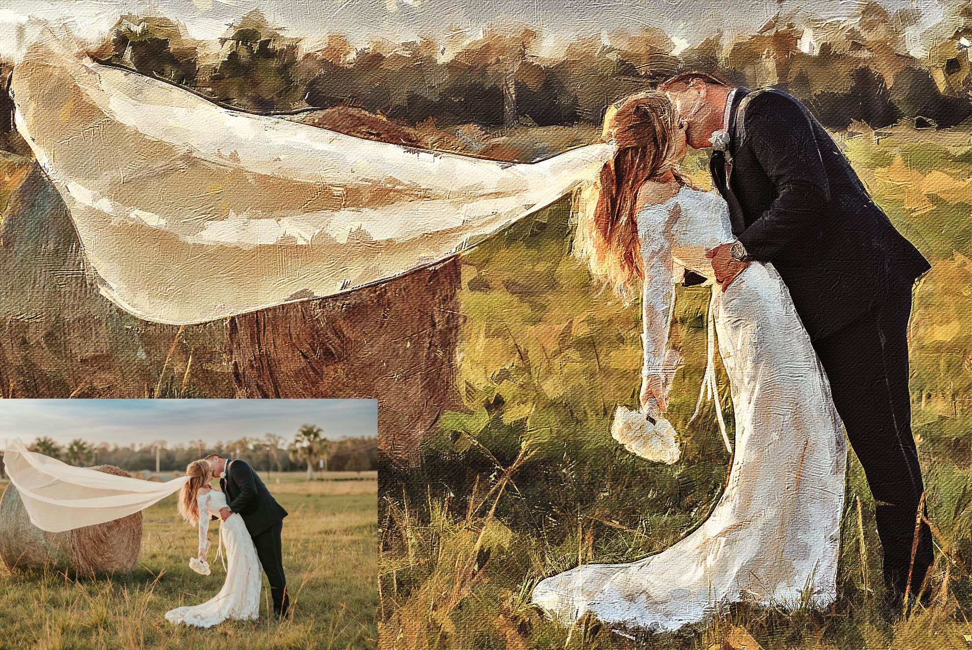 Wedding Oil Painting Portrait – Custom Bride & Groom Artwork