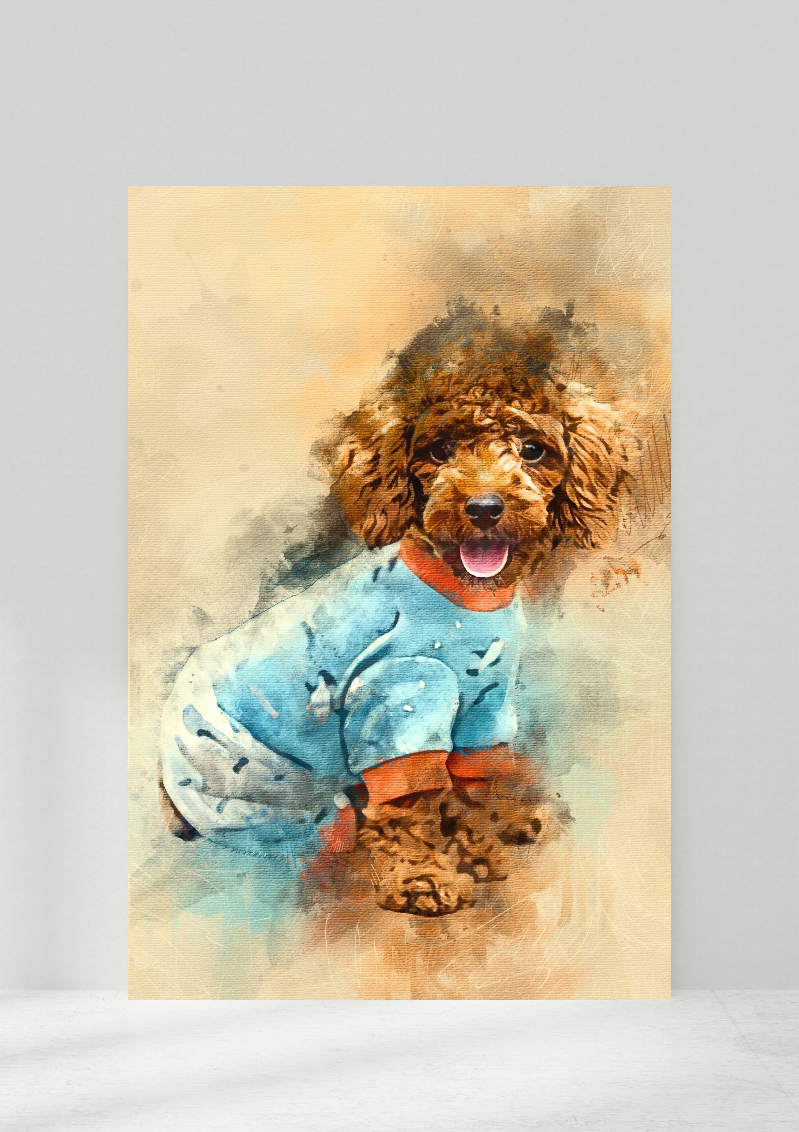 Custom Pet Premium Canvas Watercolor – Hand-Refined Digital Art Keepsake