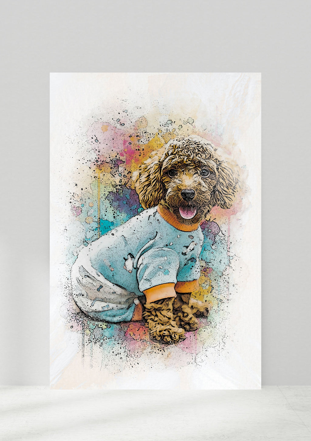 Custom Pet Vibrant Watercolor Sketch – Hand-Edited Digital Paw-trait