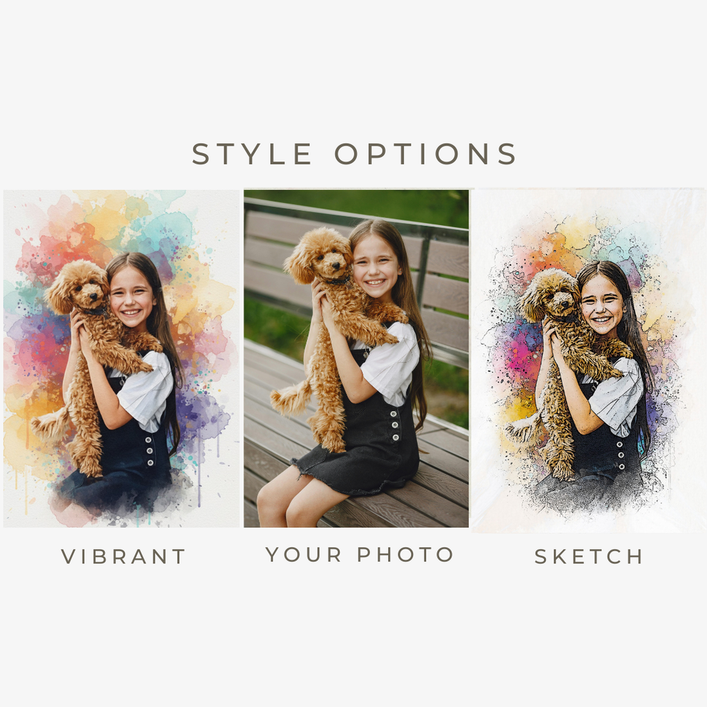 Custom Portrait Vibrant Watercolor Sketch – Hand-Edited Digital Portrait Art