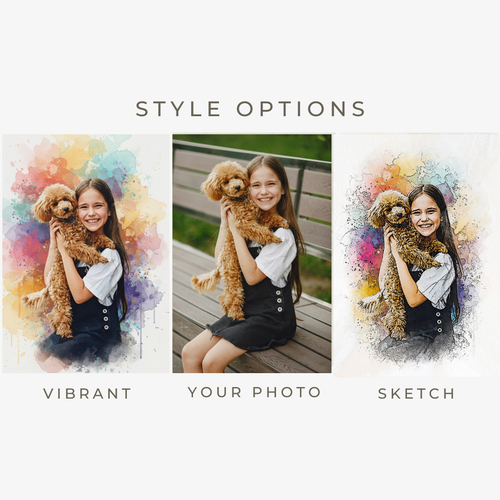 Custom Family Vibrant and Sketch Watercolor – Hand-Refined Digital Legacy Art