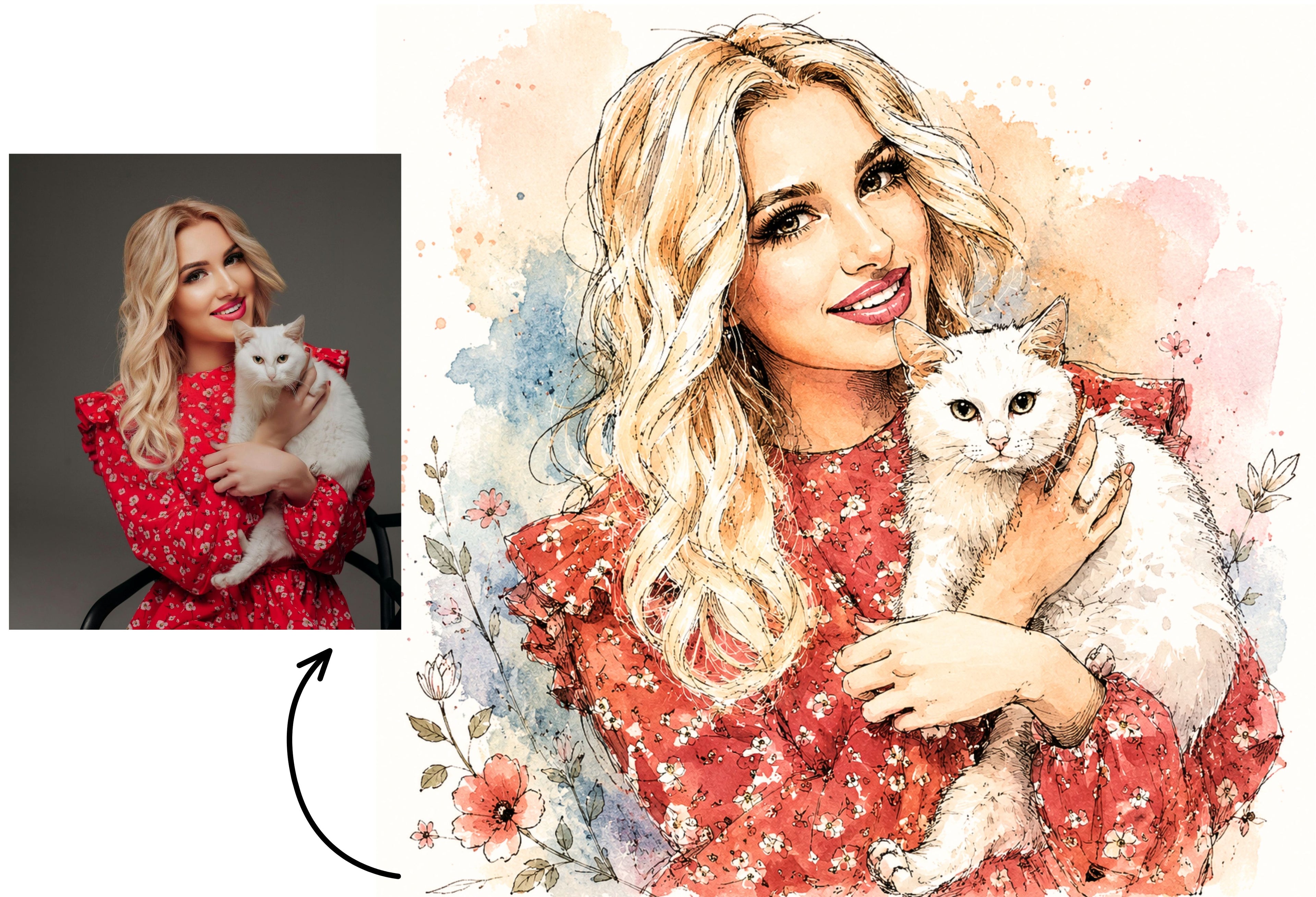 Custom Ink Watercolor Portrait