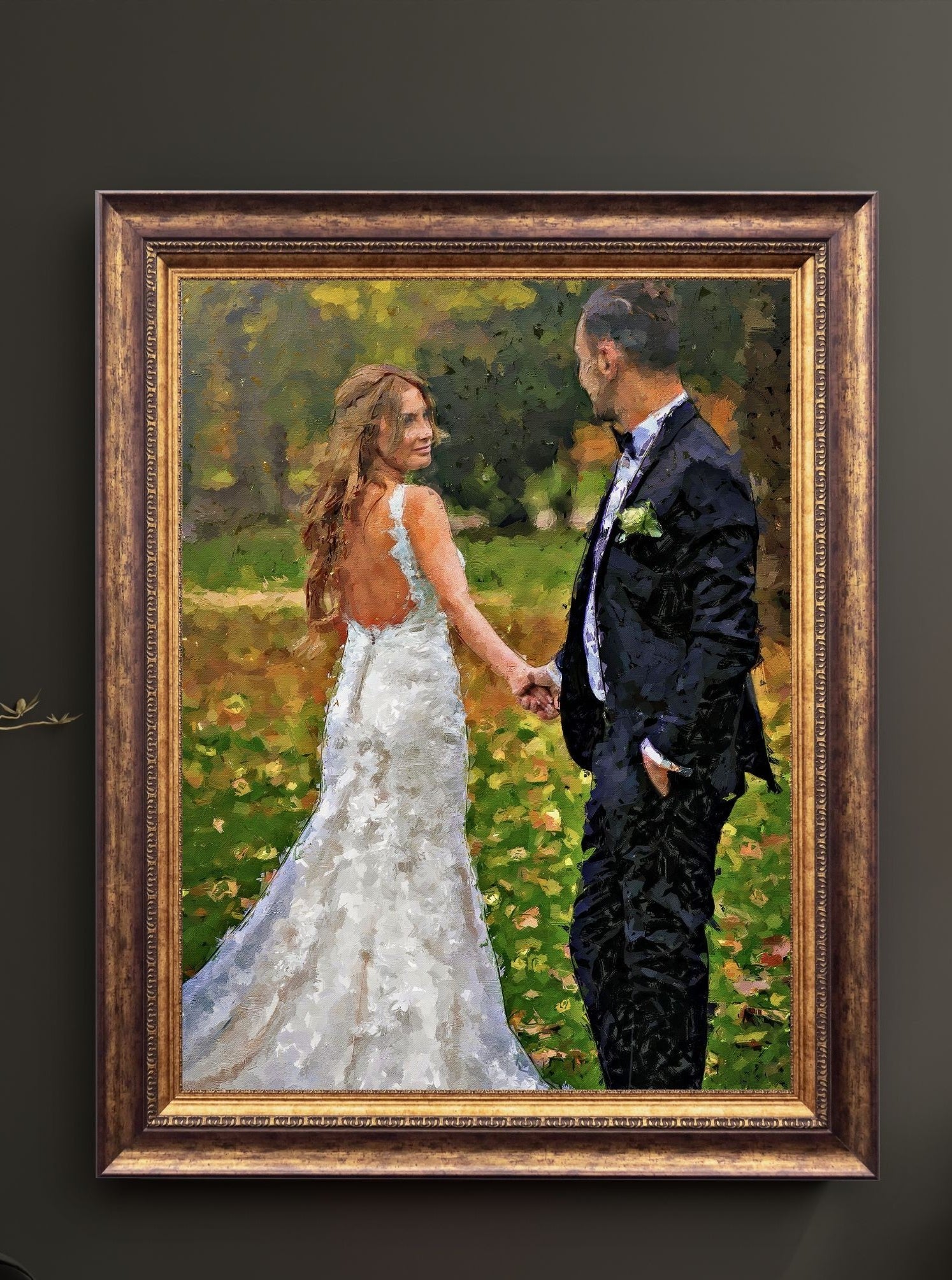 Wedding Oil Painting Portrait – Custom Bride & Groom Artwork