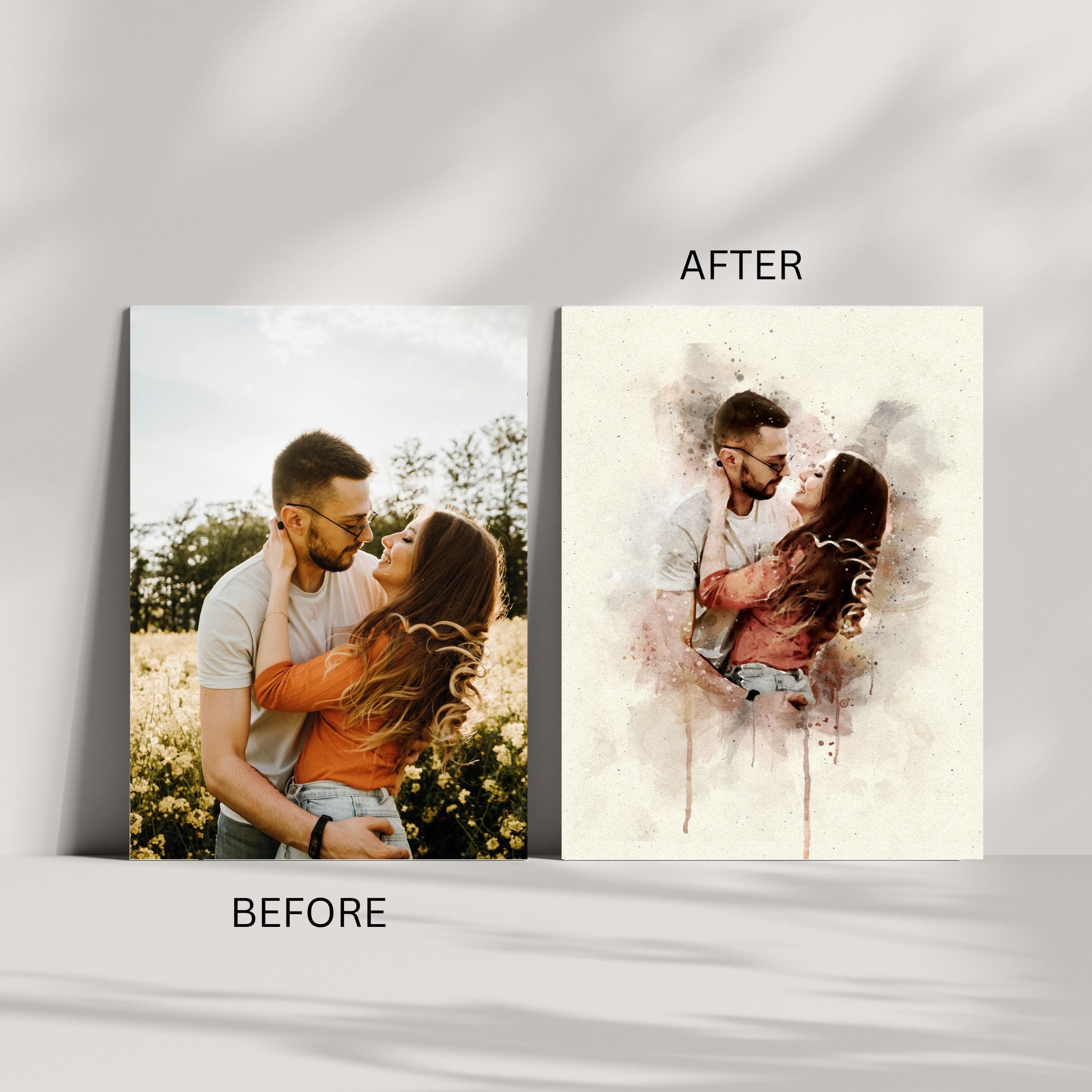 Custom Couple Watercolor Portrait Digital Art