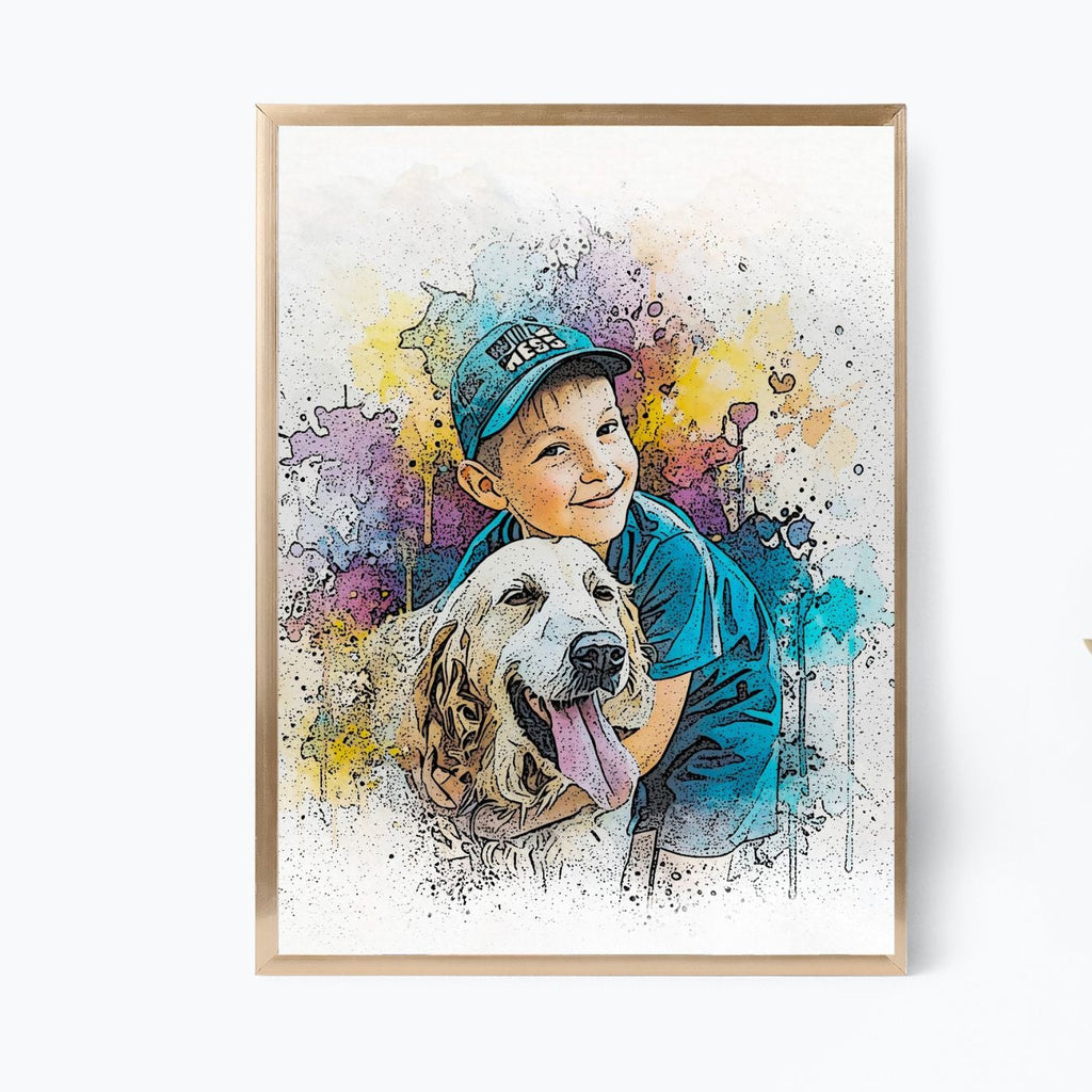 Custom Kids Watercolor Vibrant Sketch – Hand-Edited Childhood Portrait