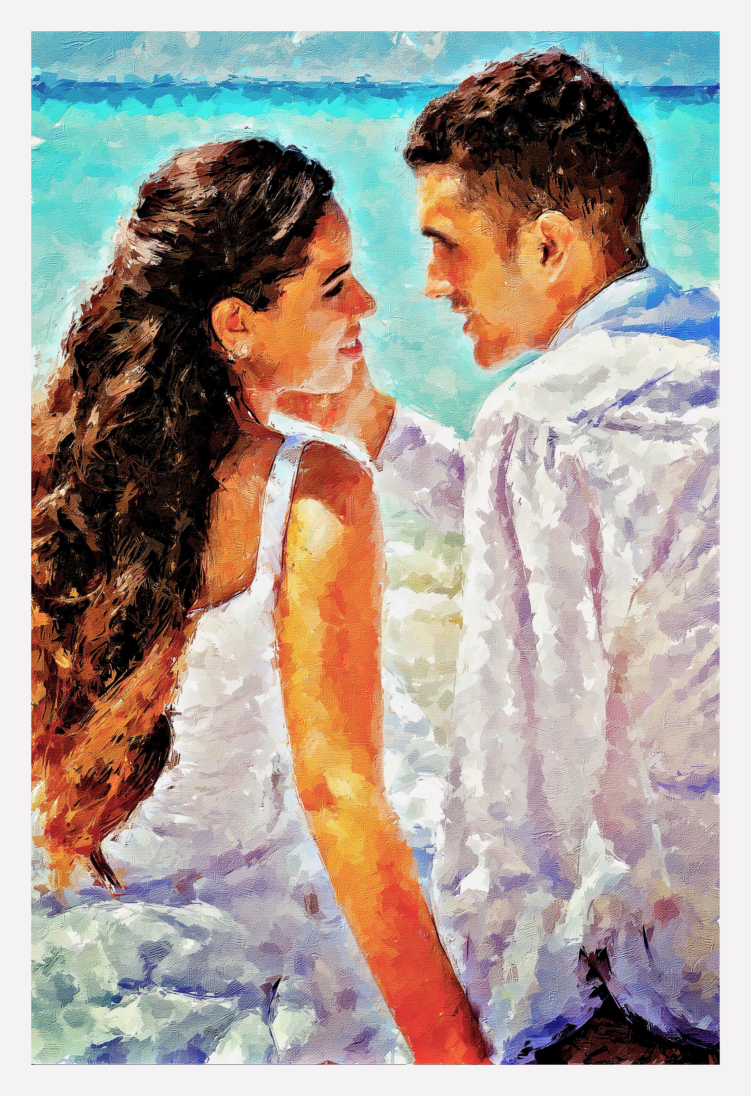 Custom Couple Oil Painting from Photo, Romantic Portrait, Personalized Anniversary Gift