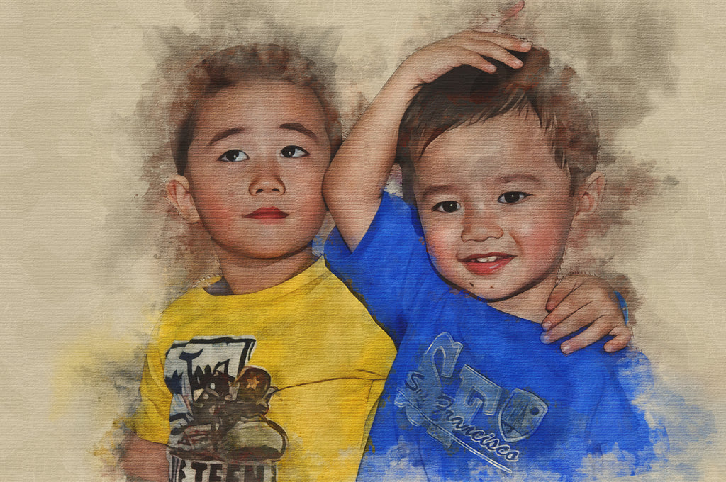 Custom Kids Premium Canvas Watercolor – Hand-Refined Digital Childhood Art