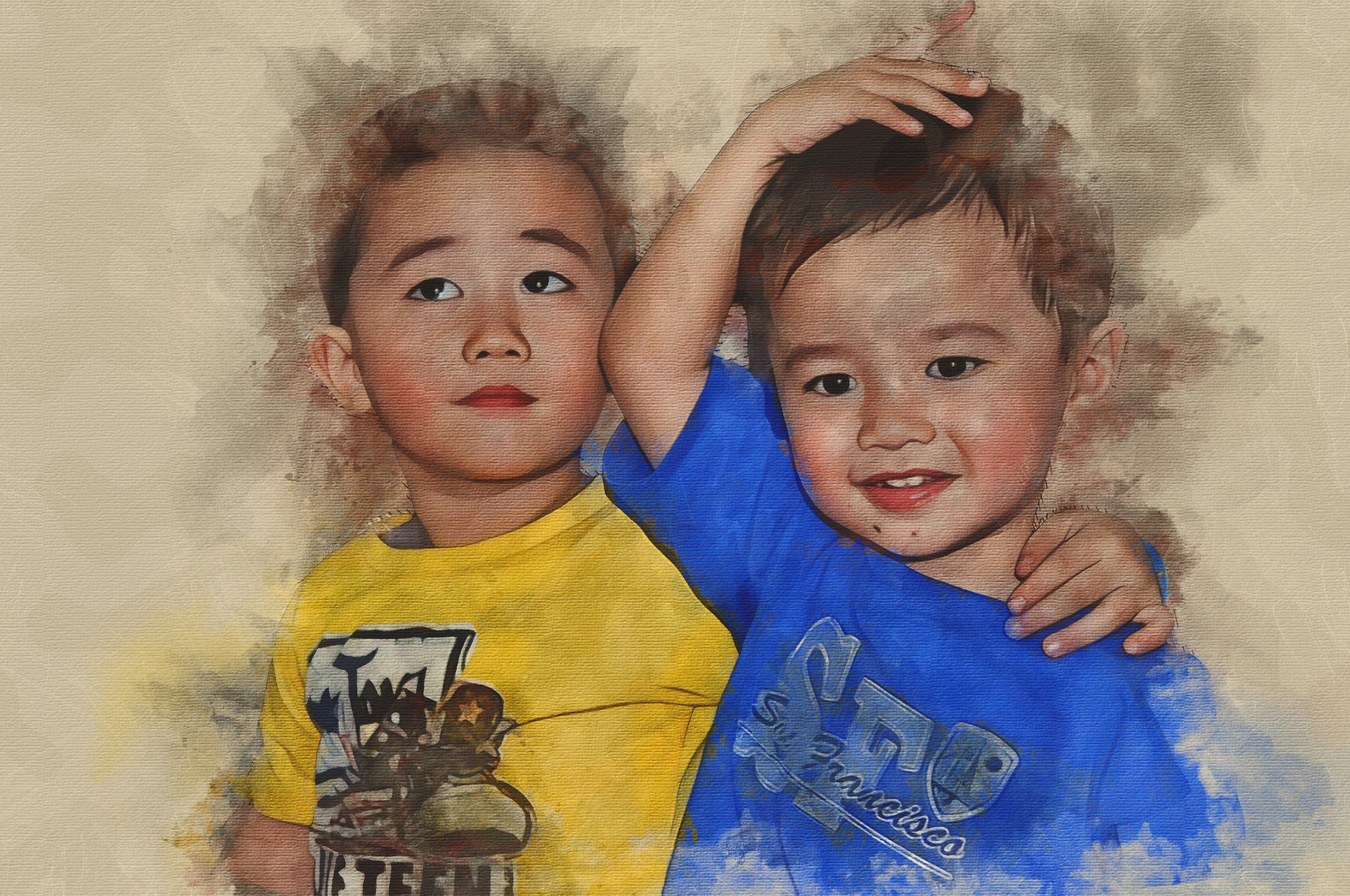 Custom Kids Premium Canvas Watercolor – Hand-Refined Digital Childhood Art