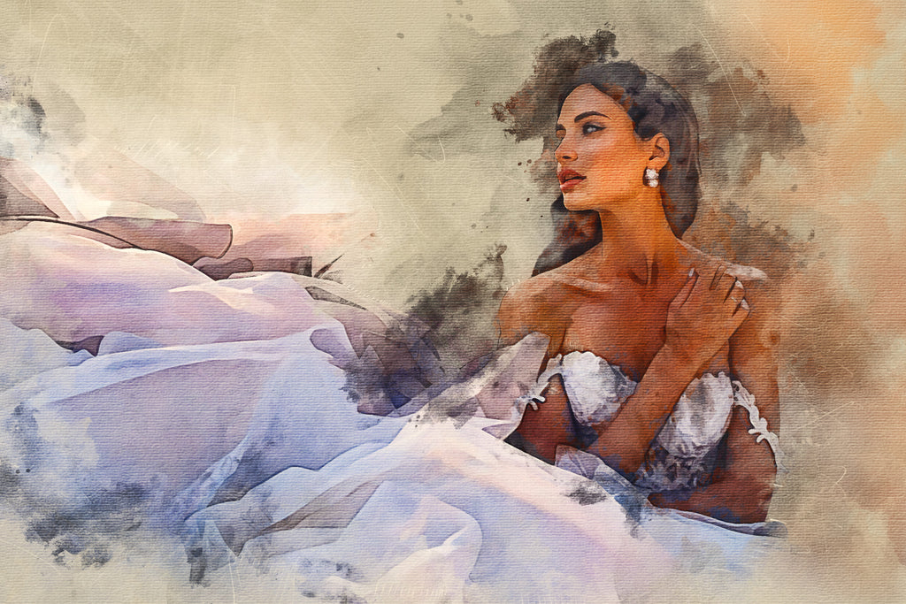 Custom Wedding Premium Canvas Watercolor - Bespoke Hand-Edited Digital Gift