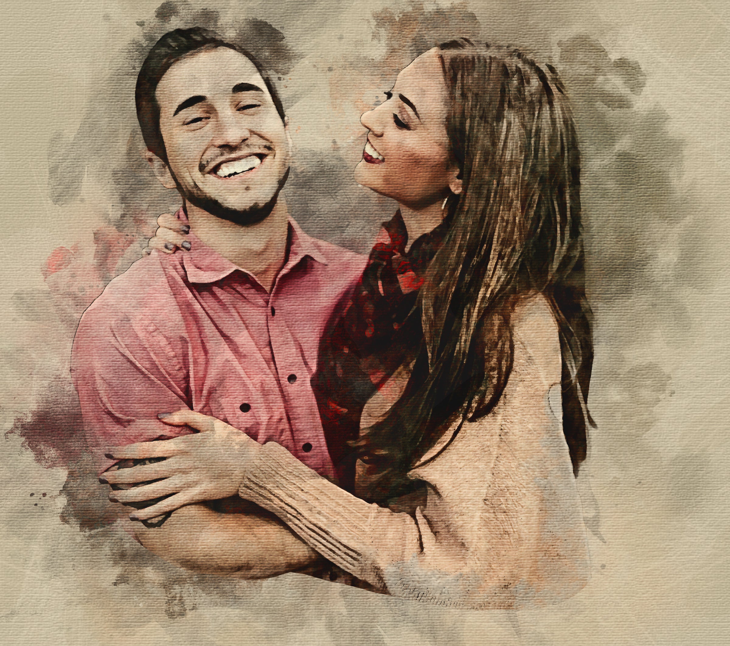 Luxury Canvas Watercolor Portrait – Fashion Inspired Custom Couple Artwork