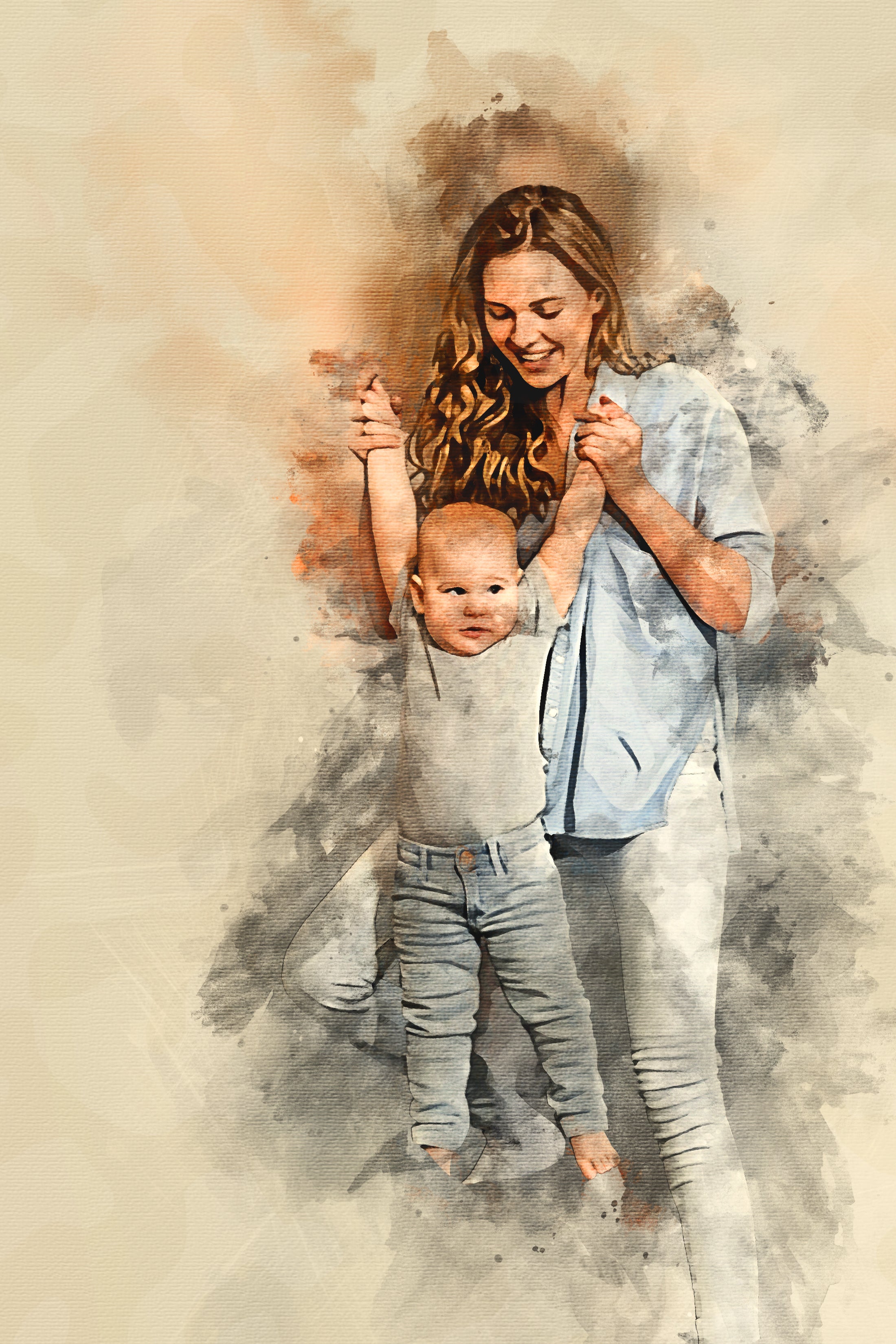 Custom Family Premium Canvas Watercolor – Hand-Refined Digital Legacy Art