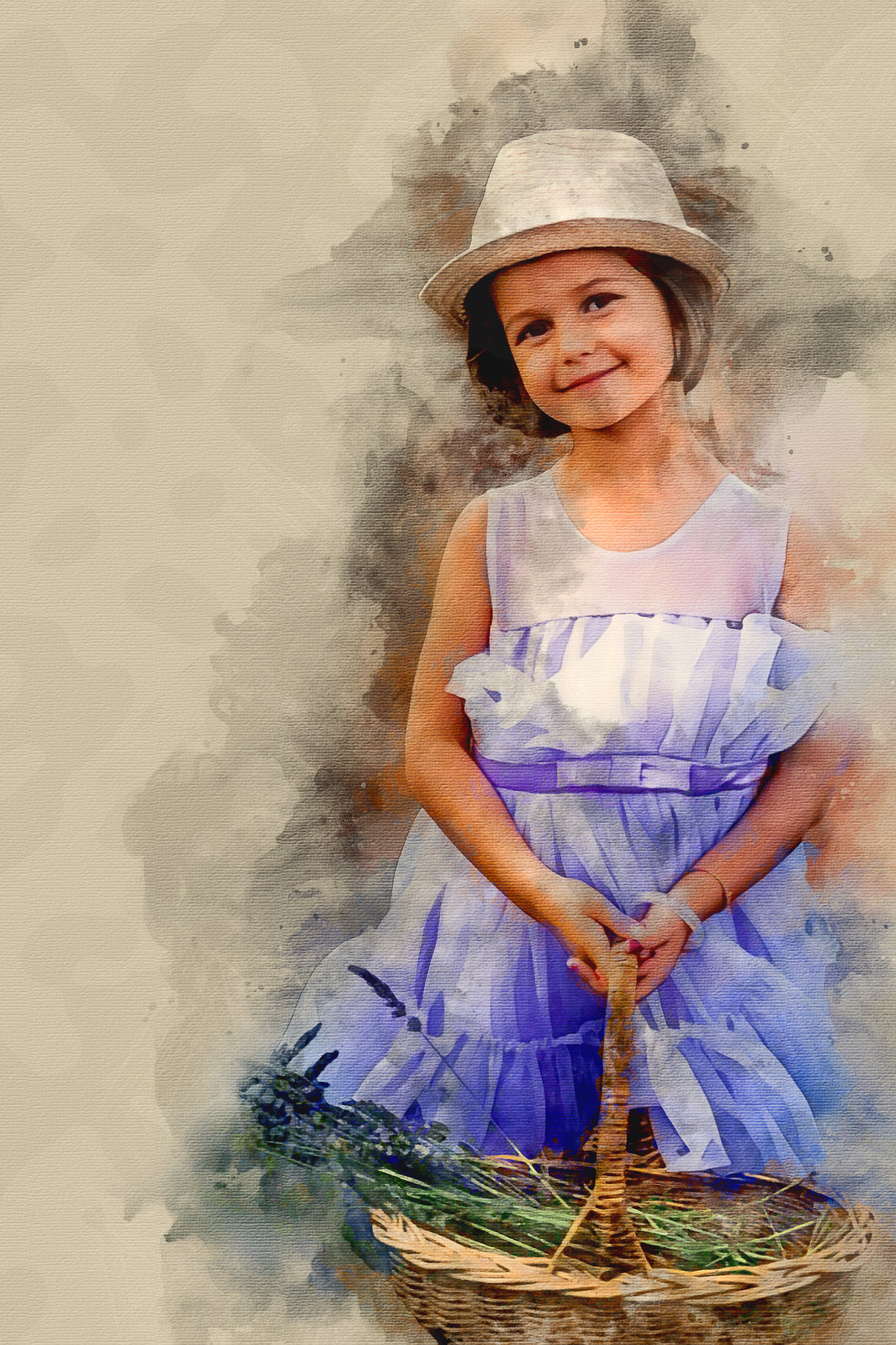 Custom Kids Premium Canvas Watercolor – Hand-Refined Digital Childhood Art