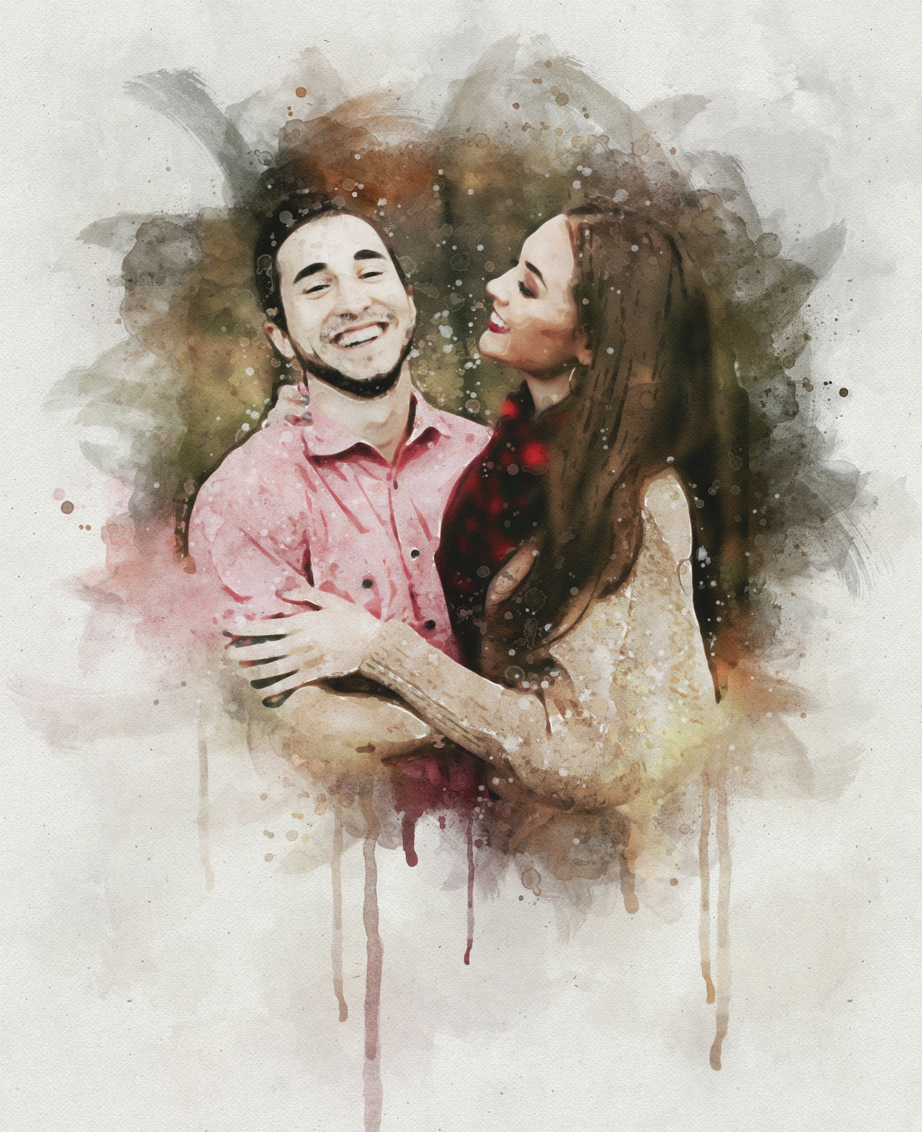Custom Couple Watercolor Portrait Digital Art