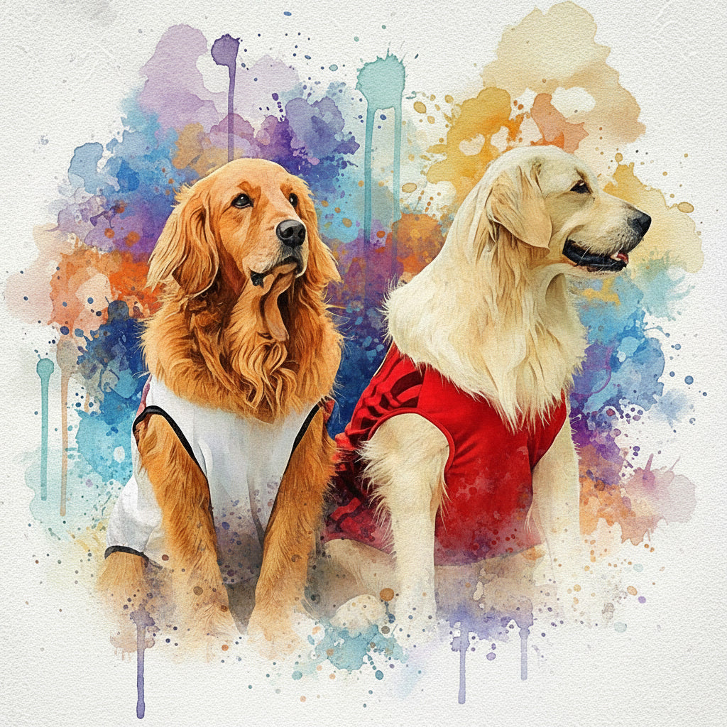 Custom Pet Vibrant Watercolor Sketch – Hand-Edited Digital Paw-trait