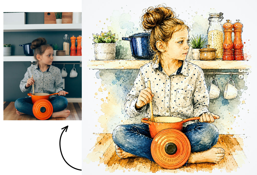 Custom Ink Watercolor Portrait