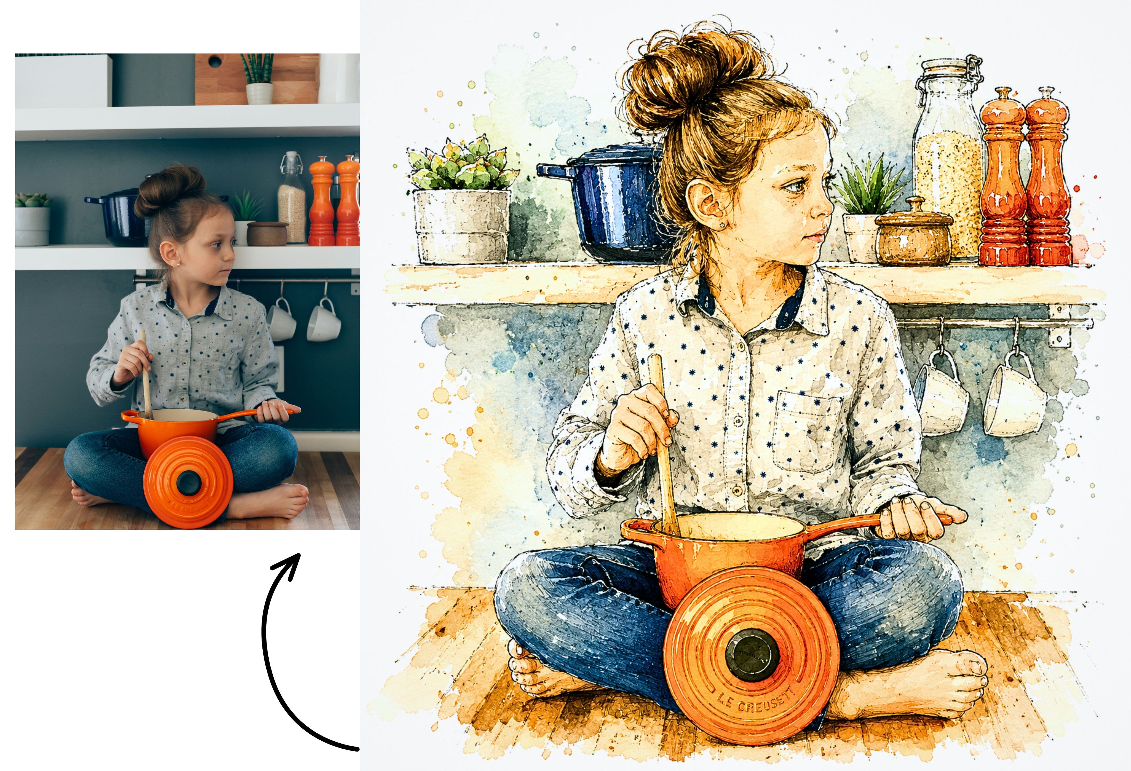 Custom Ink Watercolor Portrait