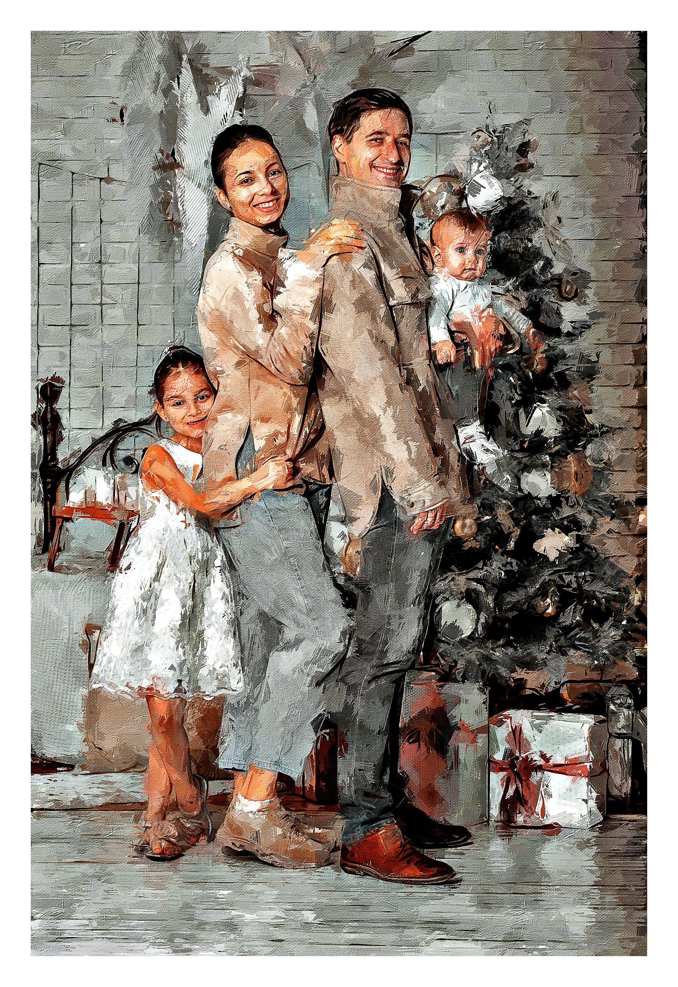 Custom Family Legacy Oil Portrait – Hand-Edited Digital Fine Art