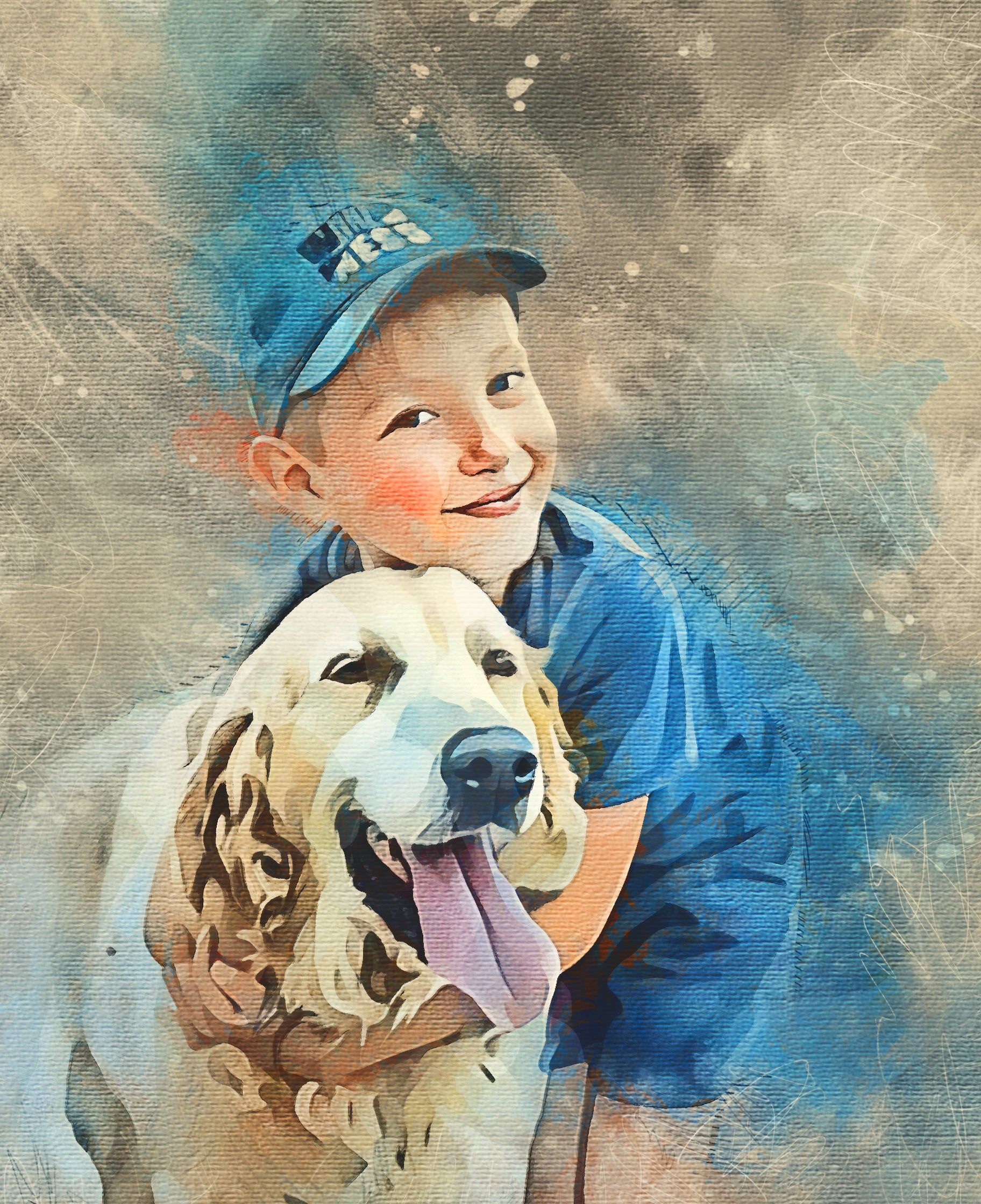 Custom Pet Premium Canvas Watercolor – Hand-Refined Digital Art Keepsake
