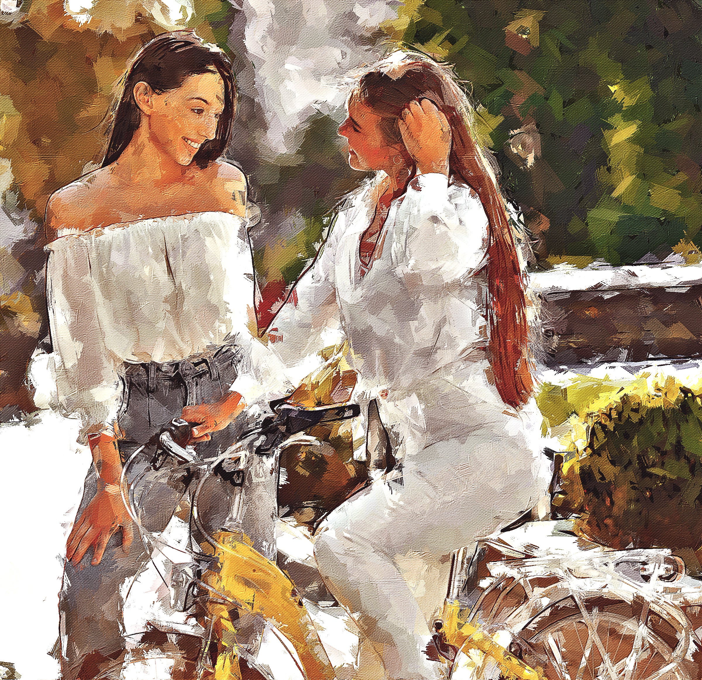 Custom Bestie Oil Portrait – Hand-Edited Digital Art for Best Friends