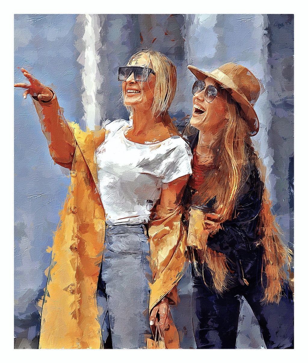 Custom Bestie Oil Portrait – Hand-Edited Digital Art for Best Friends