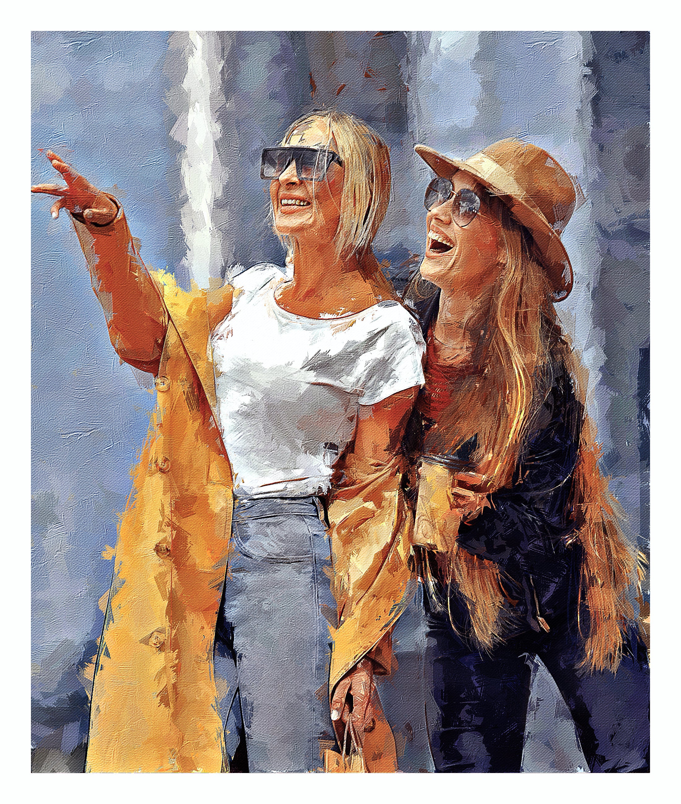 Custom Bestie Oil Portrait – Hand-Edited Digital Art for Best Friends