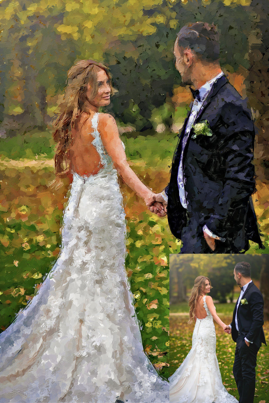 Wedding Oil Painting Portrait – Custom Bride & Groom Artwork