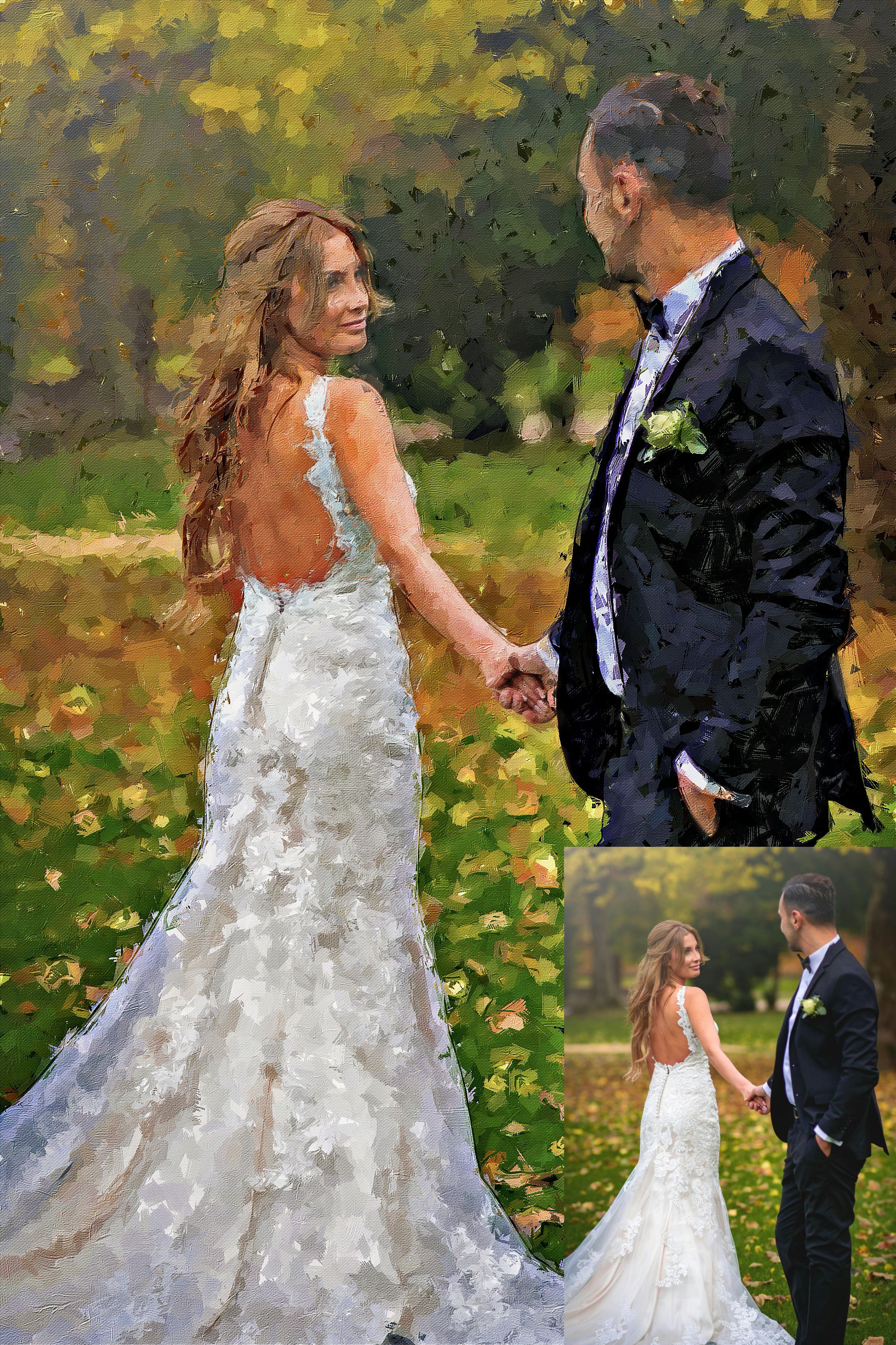 Wedding Oil Painting Portrait – Custom Bride & Groom Artwork