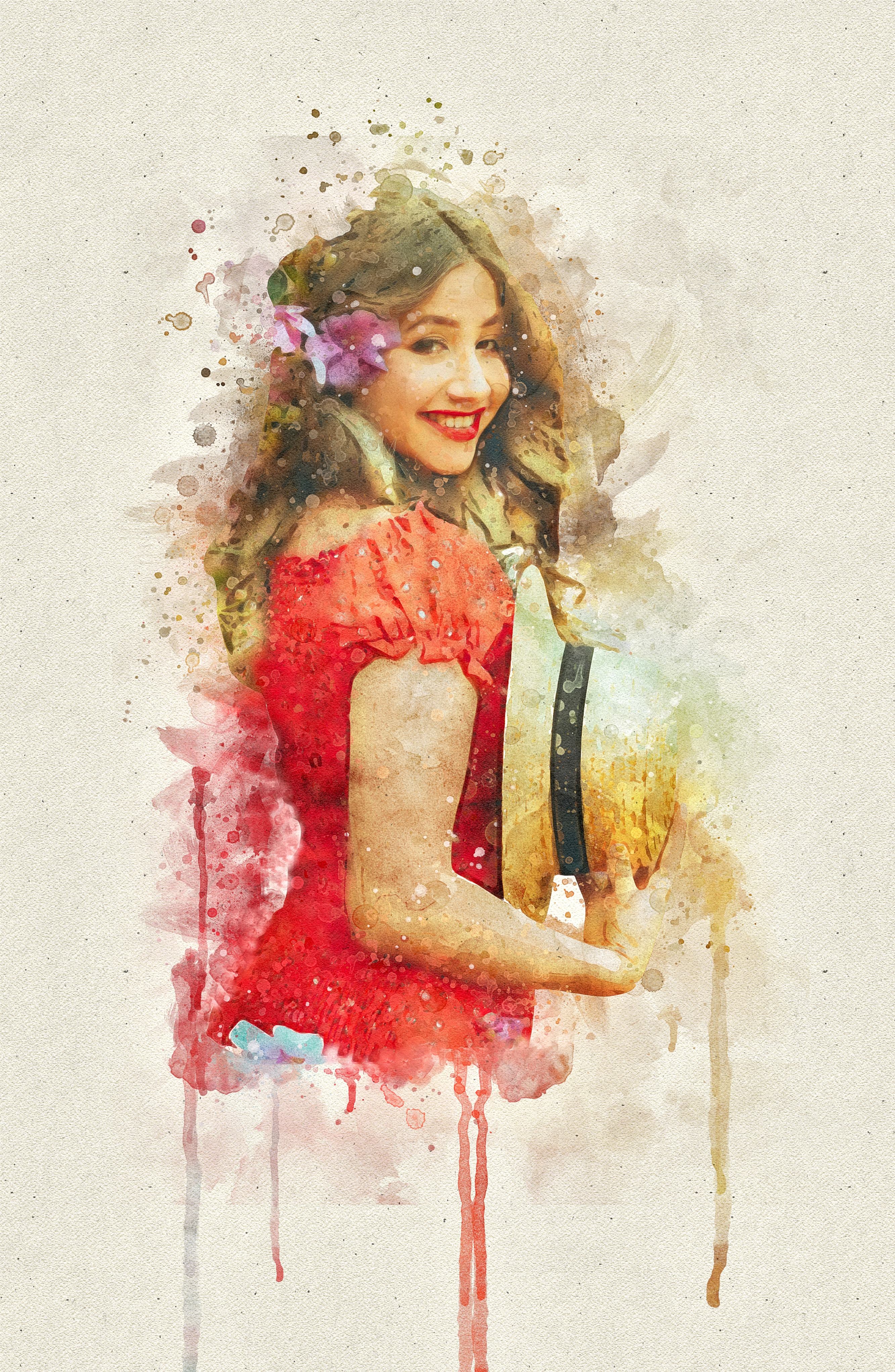 Custom Portrait Watercolor from Photo – Personalized Artwork, Elegant Solo Portrait Gift