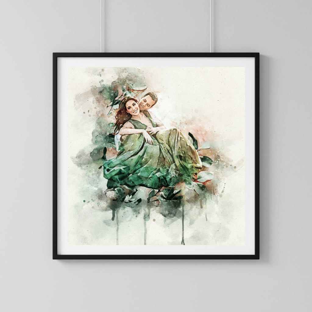 Custom Couple Watercolor Portrait Digital Art