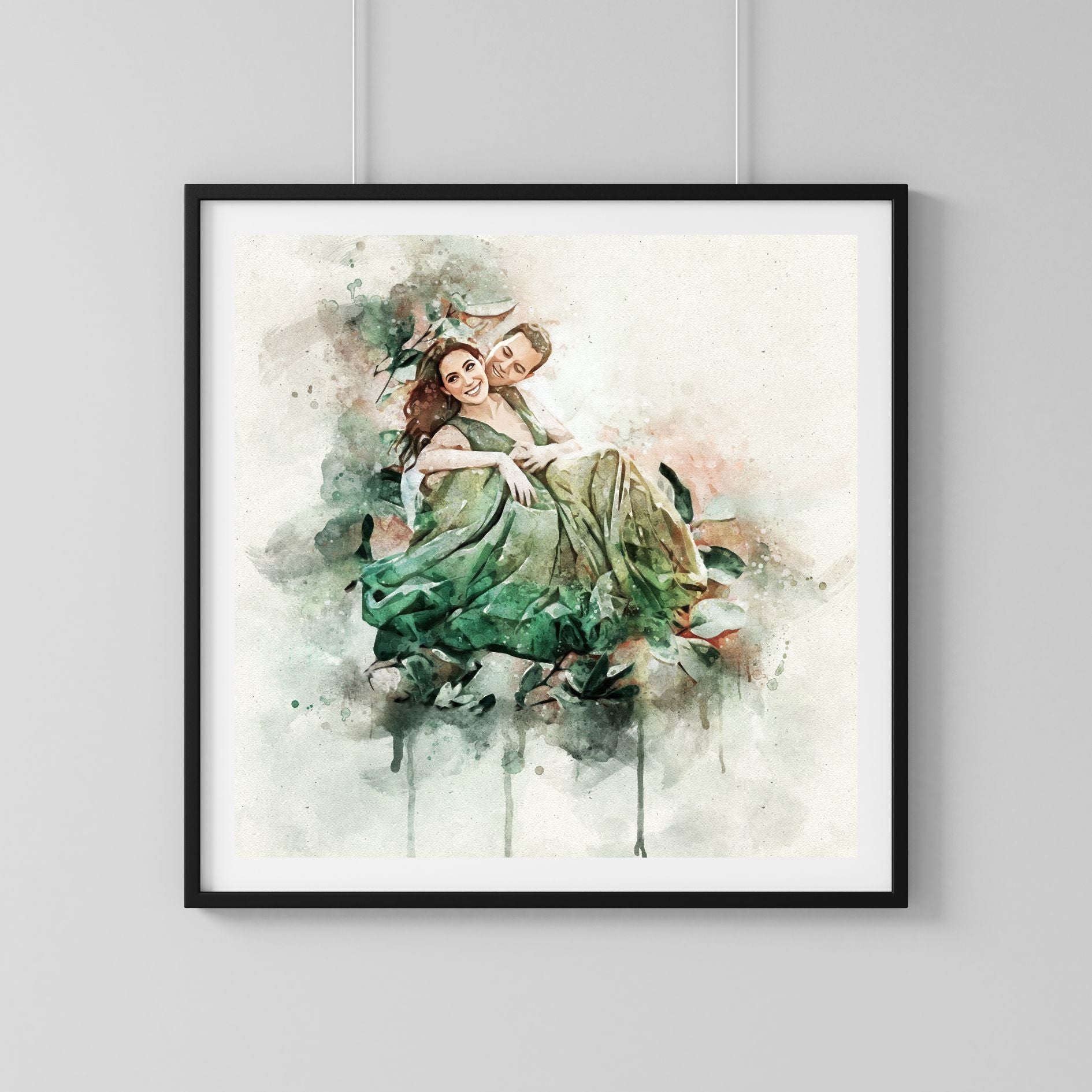 Custom Couple Watercolor Portrait Digital Art