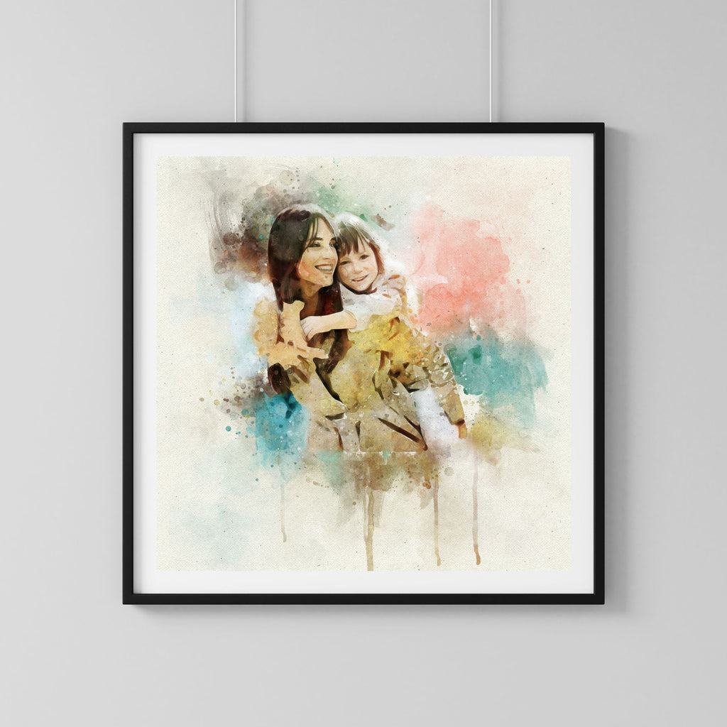 Custom Mother & Baby Watercolor Portrait – Personalized Artwork from Photo, Meaningful Gift for Mom
